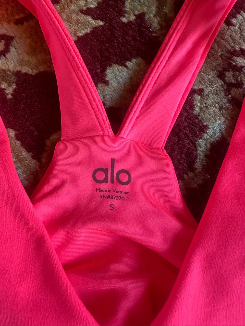 ALO Yoga Neon Pink V-Neck Sports Bra - Picture 2 of 3